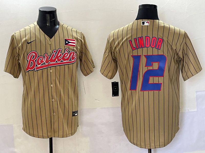 Men Puerto Rico #12 Lindor Brown Stripe Joint Name 2025 Nike MLB Jersey style 10->more jerseys->MLB Jersey